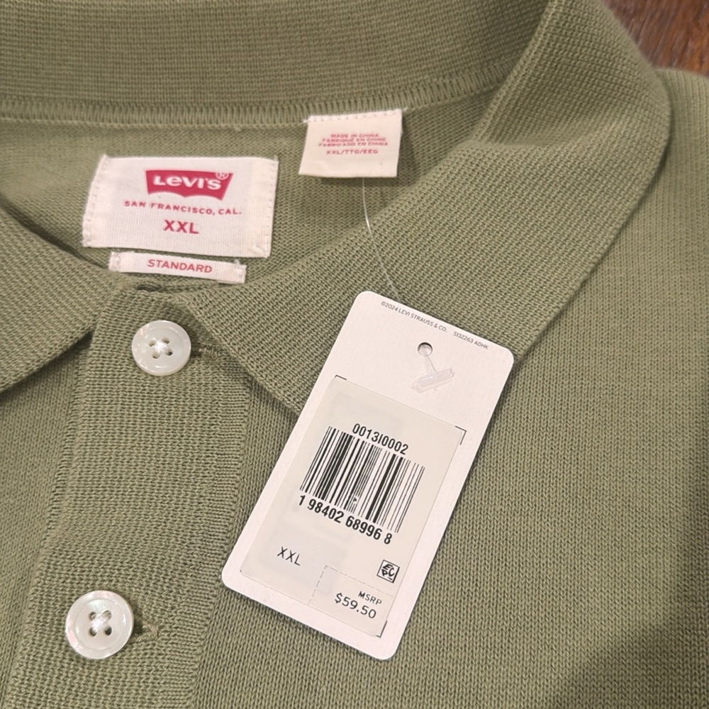Levi’s Mens Short Sleeve Sweater Polo Shirt (Sage)
